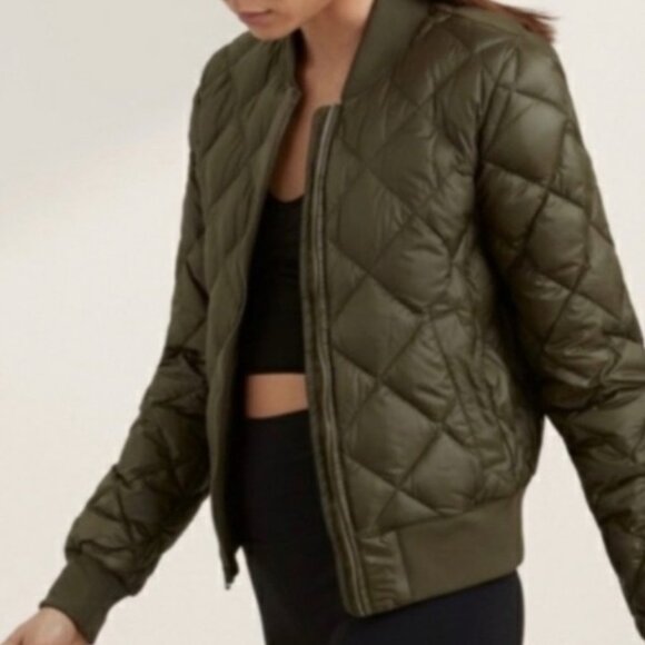 TNA Quilted Bomber Jacket in Khaki - Picture 2 of 4